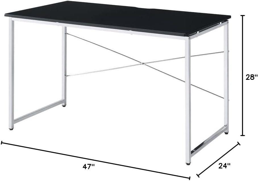 ACME Tennos Writing Desk in Black and Chrome Finish