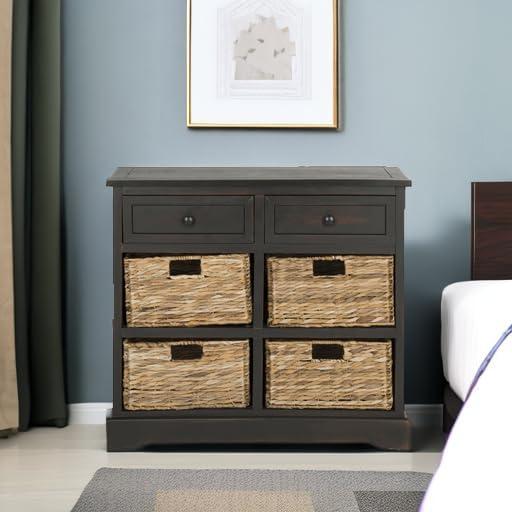 Herman Storage Unit with Wicker Baskets - Red - Safavieh.