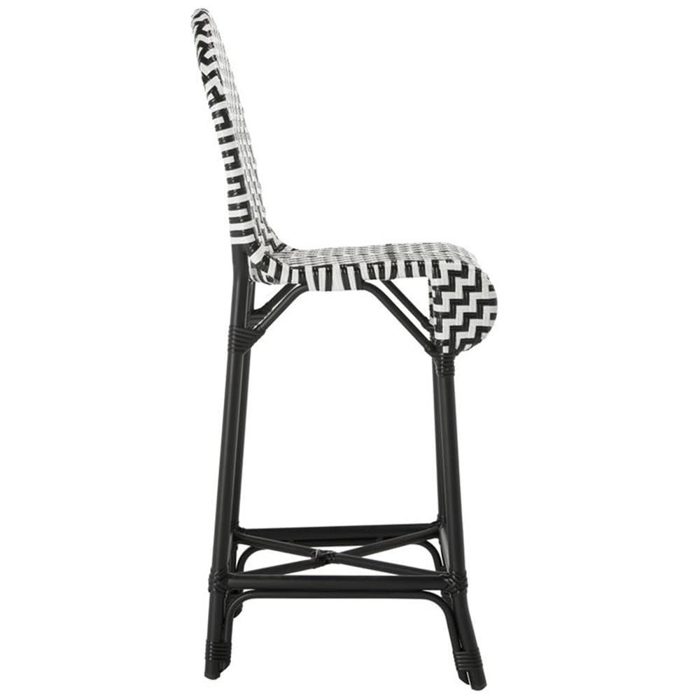 Tilden Barstool - Indoor/Outdoor - PAT4021 - Black/White - Safavieh