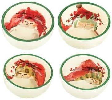 Old St. Nick Assorted Christmas Earthenware Condiment Bowls, Set of 4