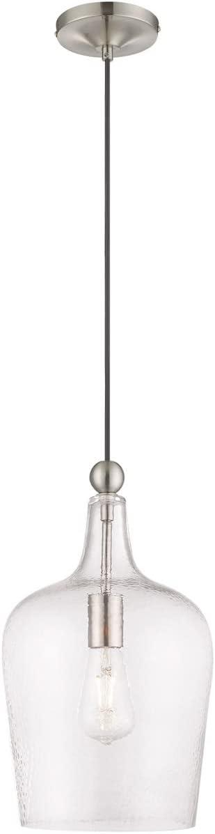 Livex Lighting Art Glass 1 - Light Pendant in  Brushed Nickel