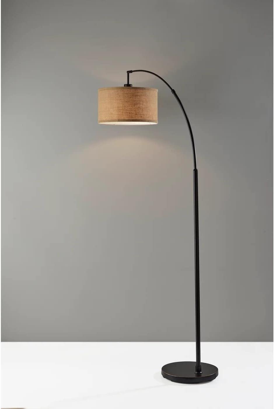 Adesso Home Burlap Arc Lamp in Antique Bronze