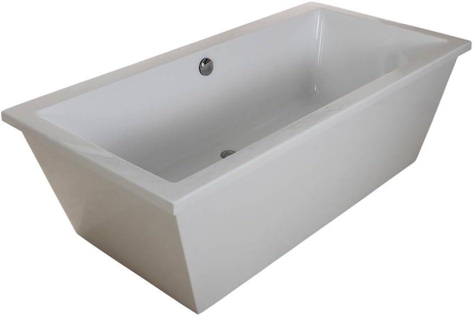Kingston Brass Aqua Eden 66-Inch Acrylic Rectangular Double Ended Freestanding Tub with Drain