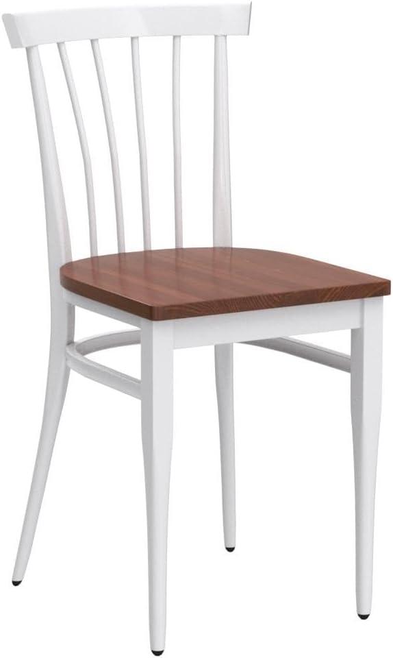 KARMAS PRODUCT Modern White Armless Dining Chairs Set of 2 --Heavy Duty Wood Seat and Iron Frame Kitchen Side Chairs for Restaurant Cafe Bistro,Ergonomic Design,Comb Back
