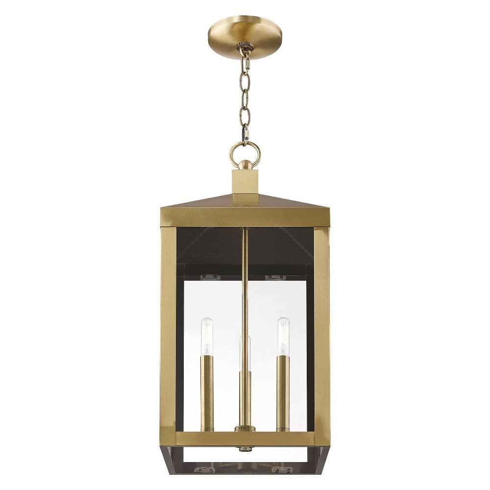 3 Light Outdoor Pendant Lantern with Clear Glass Shade