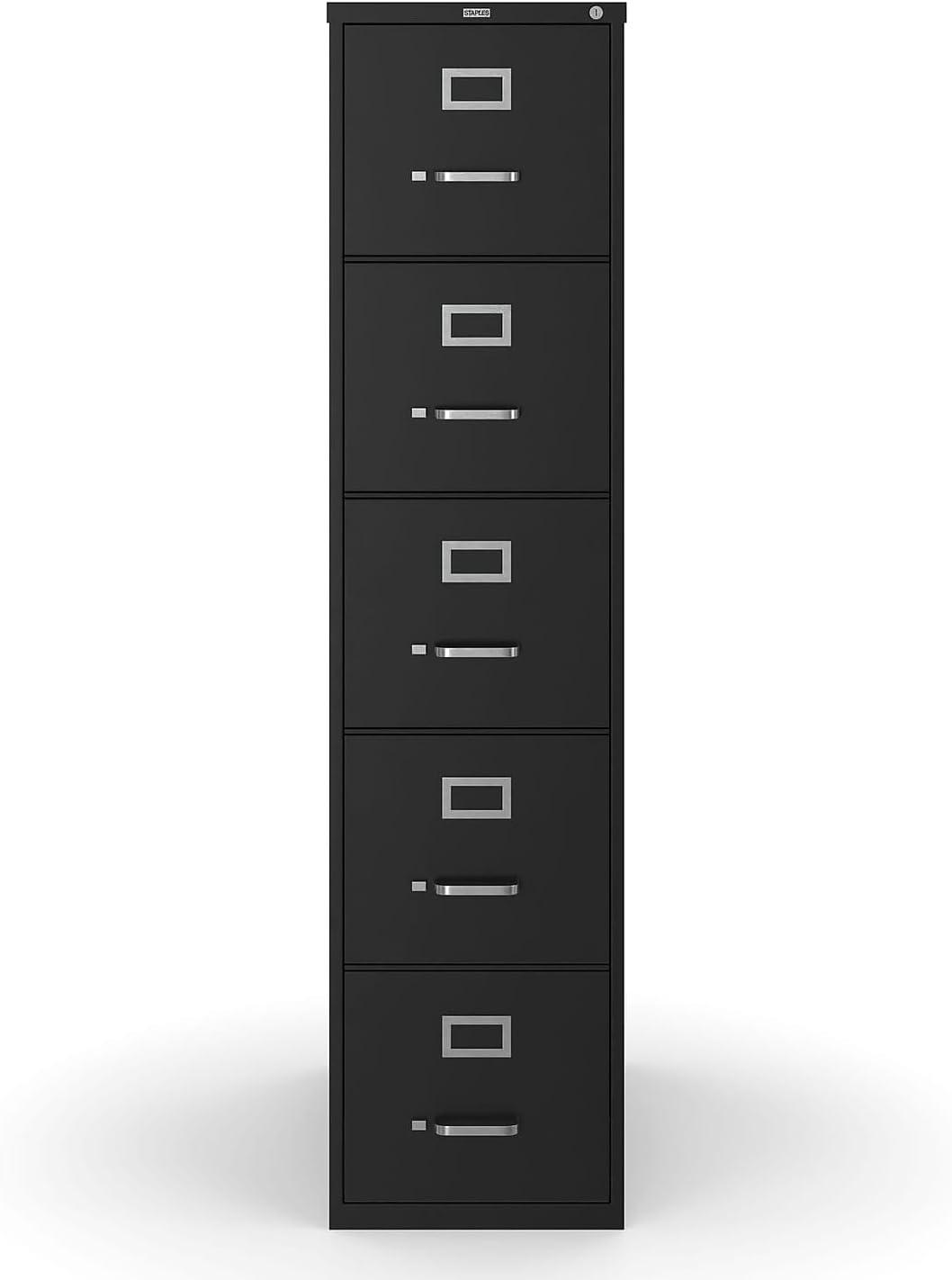 Black Steel 5-Drawer Lockable Vertical Filing Cabinet