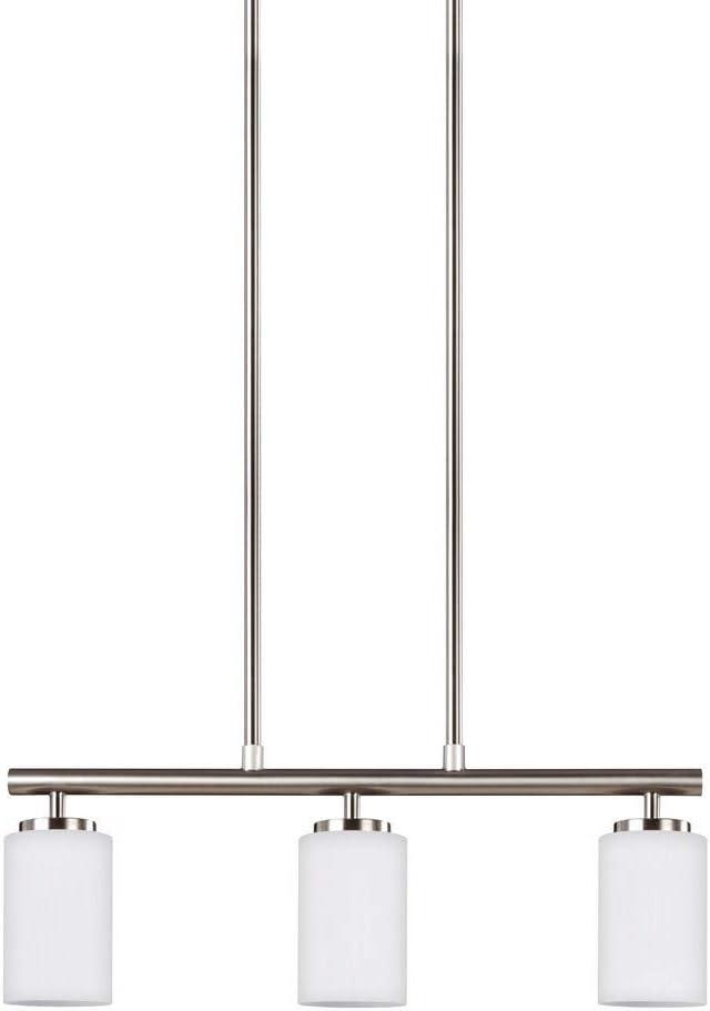 Sea Gull Lighting 66160-962 Oslo Three-Light Island Pendant Hanging Modern Light Fixture, Brushed Nickel Finish
