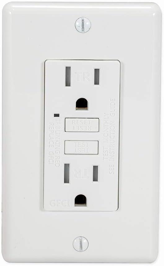 White Tamper Resistant Recessed GFCI Duplex Outlet with Wall Plate