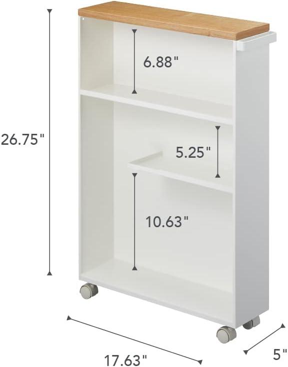 Tower Yamazaki Home Rolling Slim Bathroom Utility Cart, Storage Shelf Narrow Organizer Rack