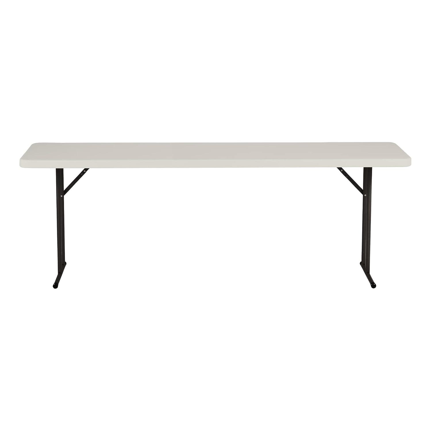 Norwood Commercial Furniture 8 ft Multipurpose Indoor Outdoor Heavy Duty Portable Blow Molded Plastic Folding Training Seminar Table 18" W x 96" L Gray
