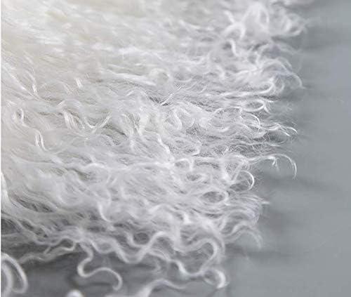 Genuine Mongolian Tibetan Lamb Sheepskin Wool Area Rug Real Carpet Curled Fur Pelt Throw Soft Plush Home Decorative 2ft x 3.4-3.6Ft