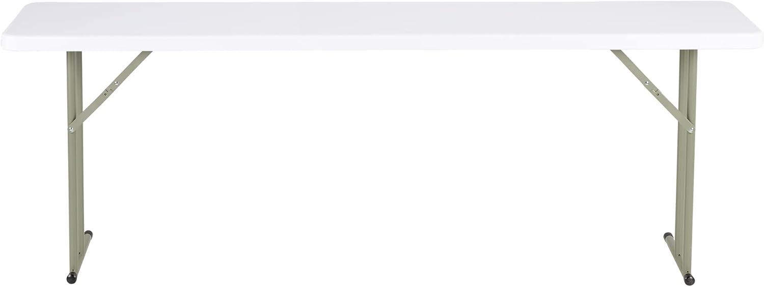 Norwood Commercial Furniture 8 ft Multipurpose Indoor Outdoor Heavy Duty Portable Blow Molded Plastic Folding Training Seminar Table 18" W x 96" L White