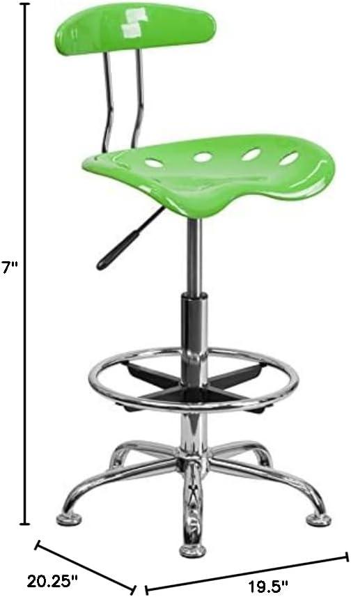 Flash Furniture Monroe Vibrant Chrome Drafting Stool with Tractor Seat