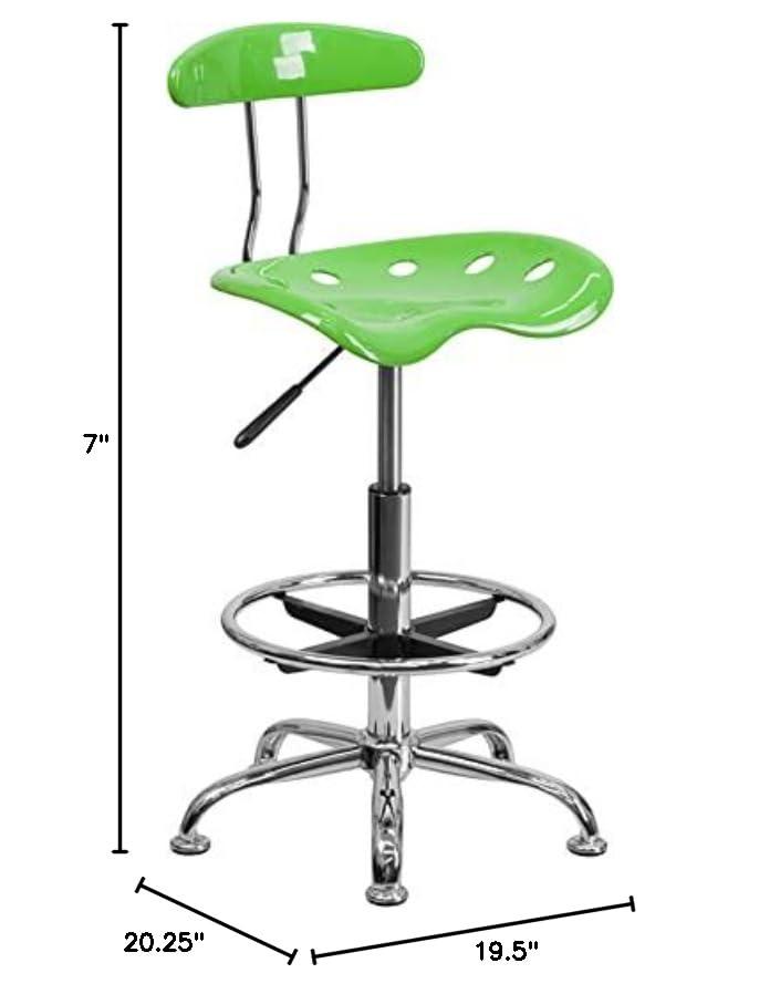Flash Furniture Monroe Vibrant Chrome Drafting Stool with Tractor Seat