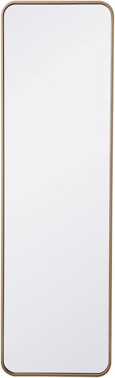 Soft corner metal rectangular mirror 18x60 inch in Brass
