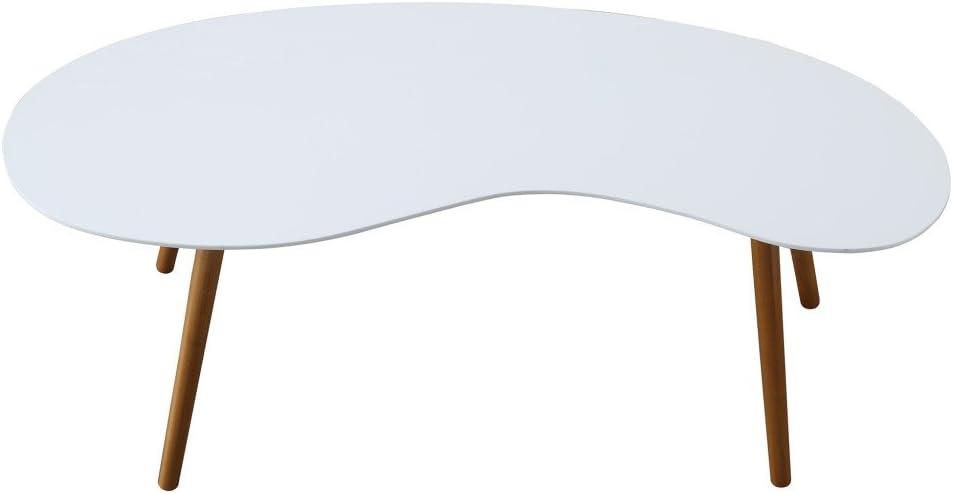 Convenience Concepts Oslo Bean-Shaped Coffee Table in Glossy White Wood Finish