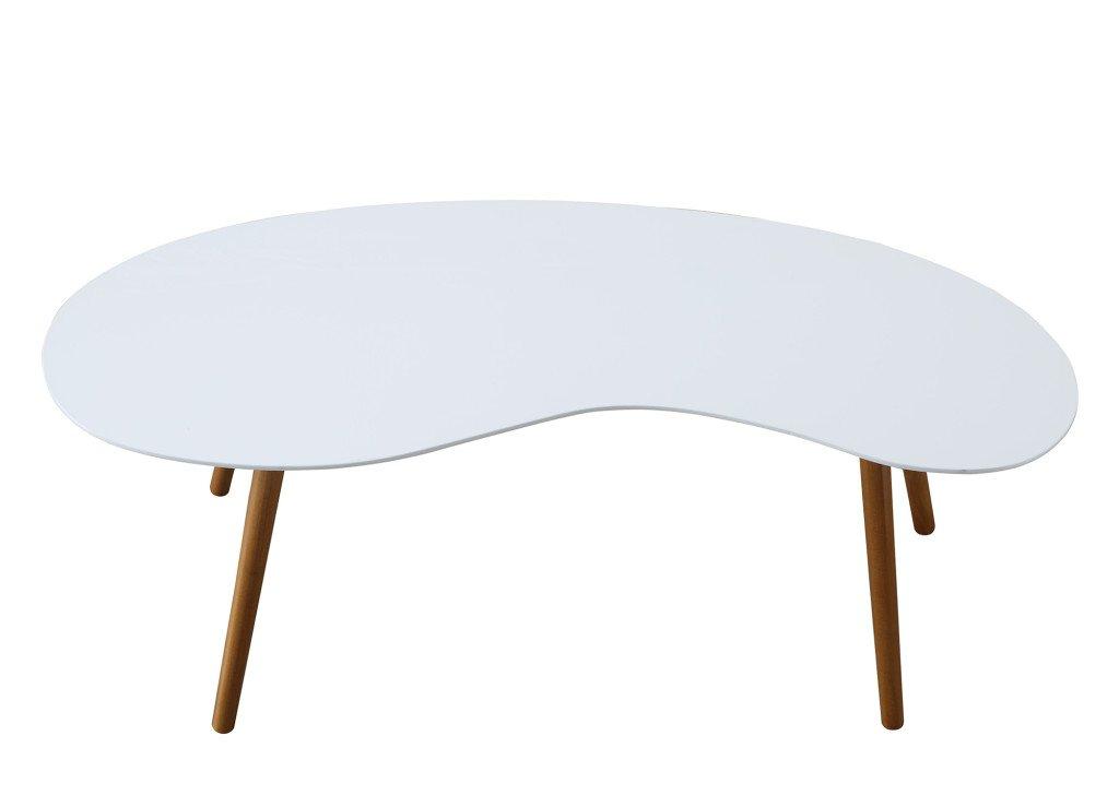 Convenience Concepts Oslo Bean-Shaped Coffee Table in Glossy White Wood Finish