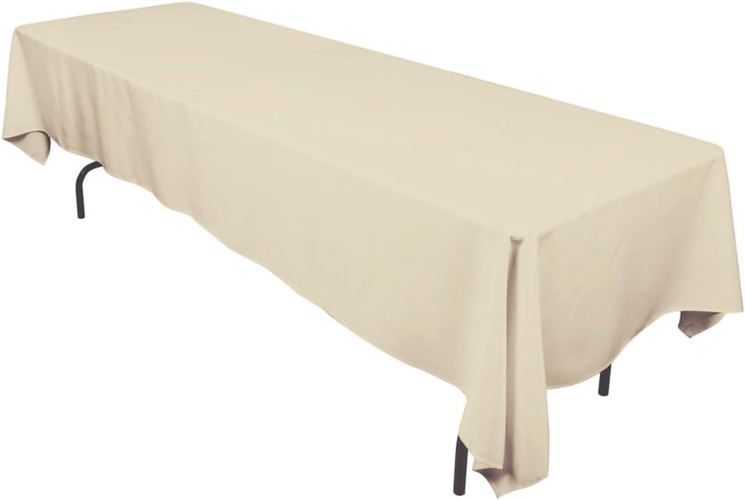 Beige Rectangular Polyester Tablecloth 60 x 126 Inch