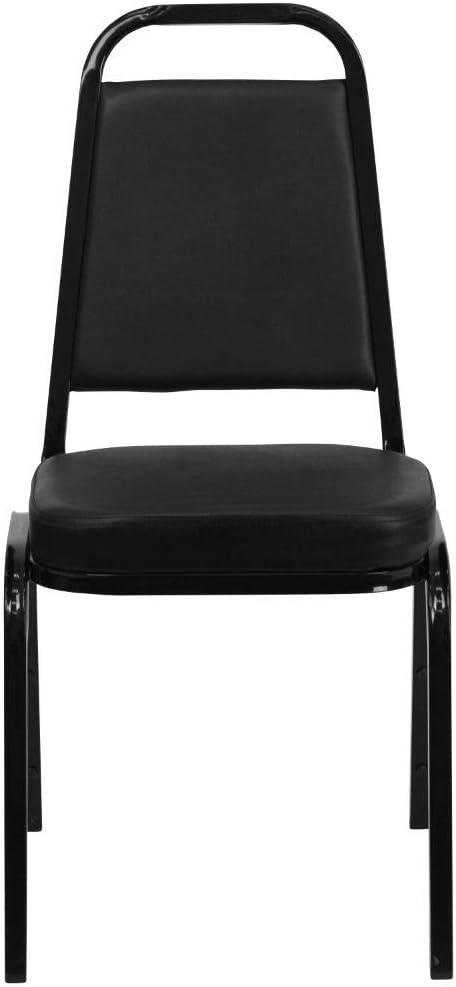 Elegant Black Vinyl Banquet Chair with Powder-Coated Steel Frame