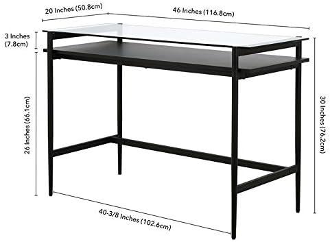 46" Black Bronze Desk with Black Woodgrain Shelf - Henn&Hart