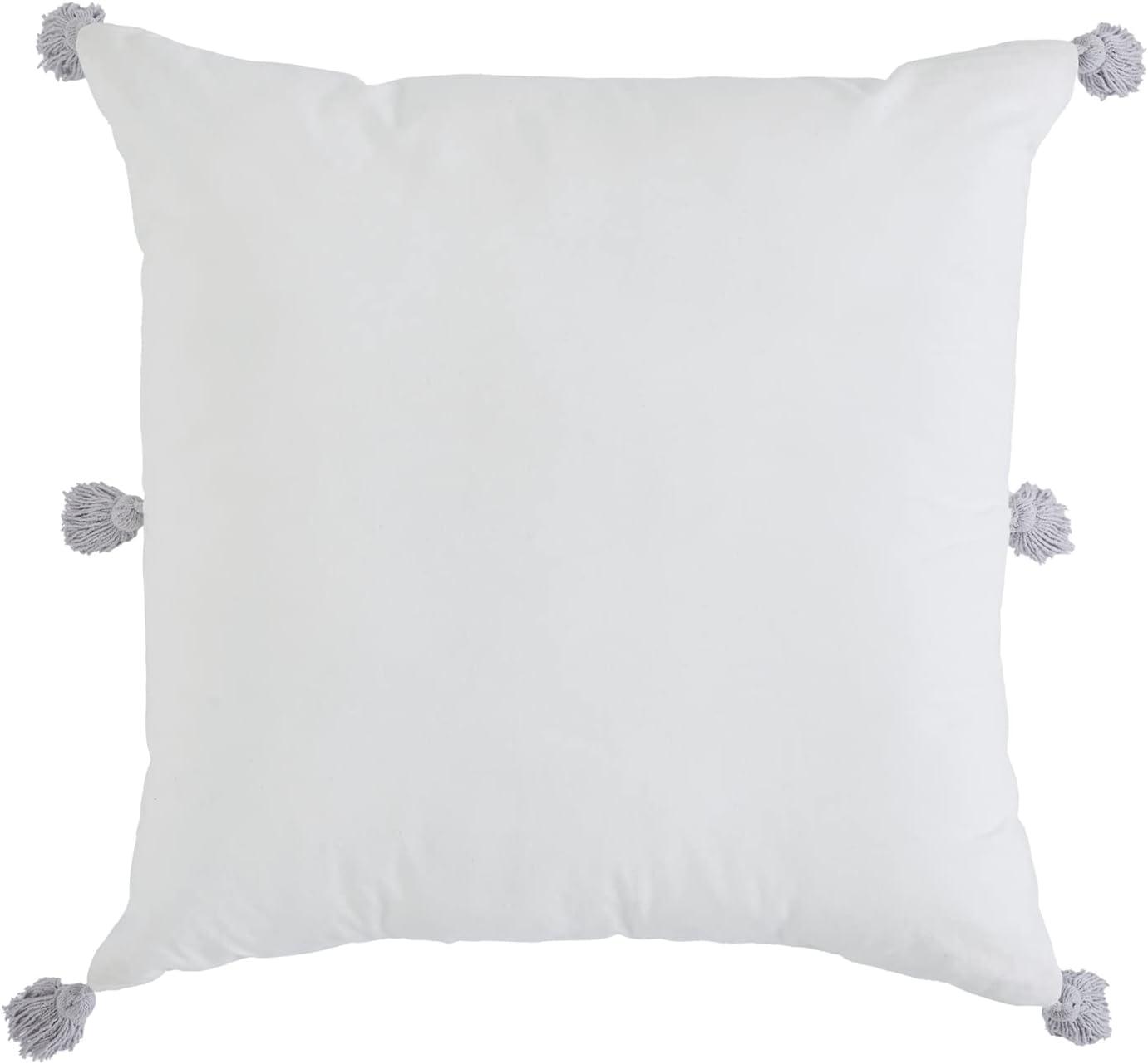 VCNY 20"x20" Oversize Tufted Boho Diamond Cotton Square Throw Pillow White: Tasseled Edges, Hidden Zipper