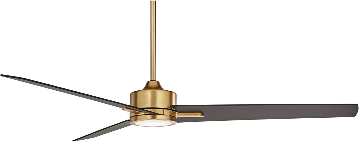 60" Casa Vieja Modern 3 Blade Indoor Ceiling Fan with Light LED Remote Soft Brass Black for House Bedroom Living Room Home Bedroom