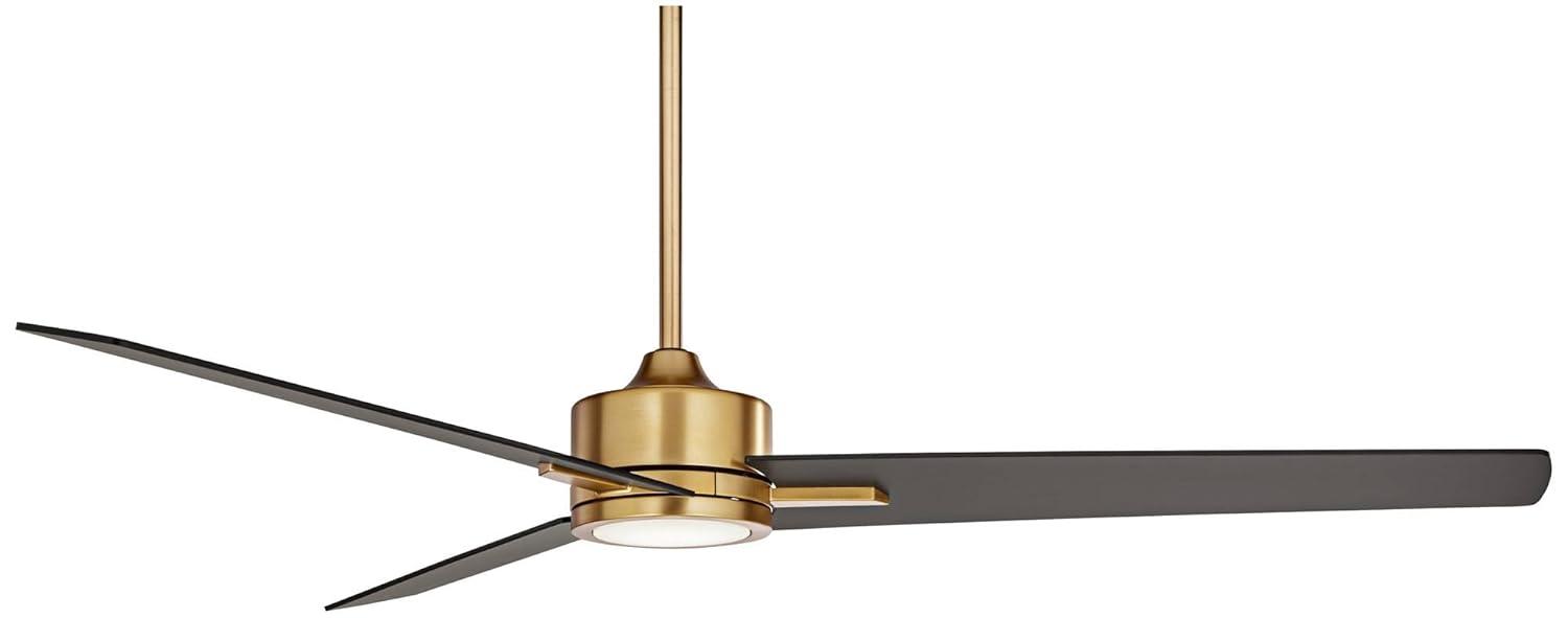 60" Casa Vieja Modern 3 Blade Indoor Ceiling Fan with Light LED Remote Soft Brass Black for House Bedroom Living Room Home Bedroom