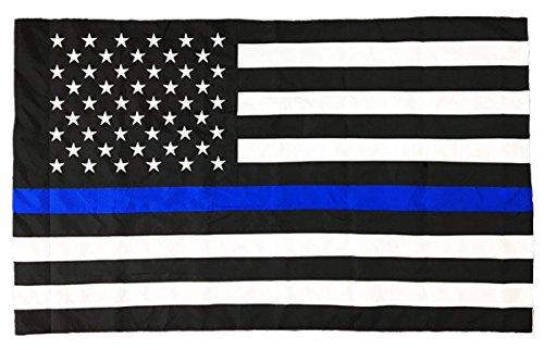 Thin Blue Line Flag 3x5 FT-American Police Flag Indoor/Outdoor Quality Polyester with Vivid Color Double-Stitched Edges Brass Grommets Decorations