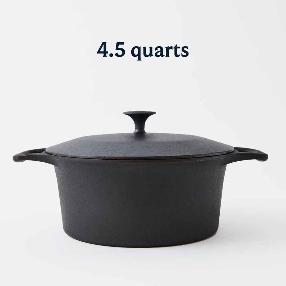 No.8 Black Cast Iron Non-stick Dutch Oven, 4.5 qt