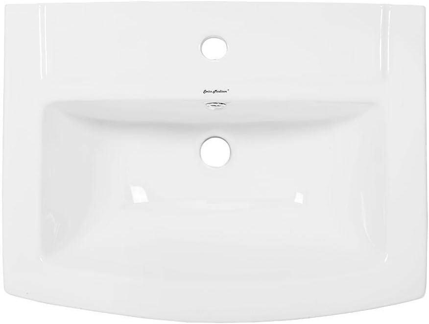 Sublime 24" Rectangular Pedestal Bathroom Sink with Overflow