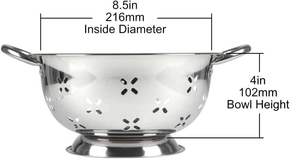 3-Quart Stainless Steel Colander with Handles and Base