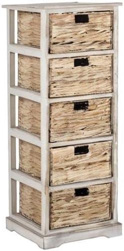 Vedette 5 Wicker Basket Storage Tower - AMH5739 - White Wash - Safavieh Couture