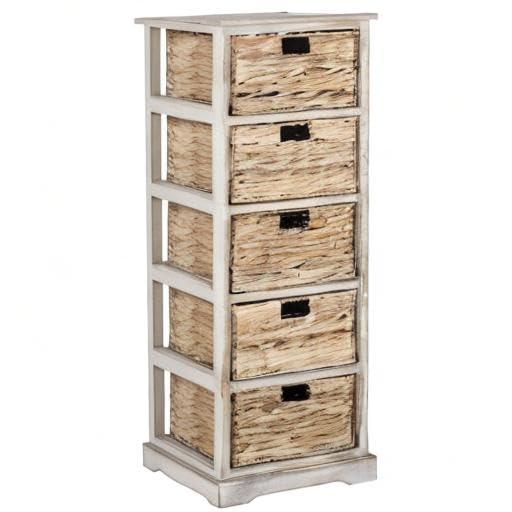 Vedette 5 Wicker Basket Storage Tower - AMH5739 - White Wash - Safavieh Couture