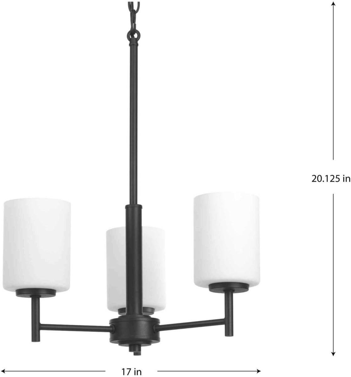 Progress Lighting Replay 3-Light Chandelier, Brushed Nickel, White Glass Shades