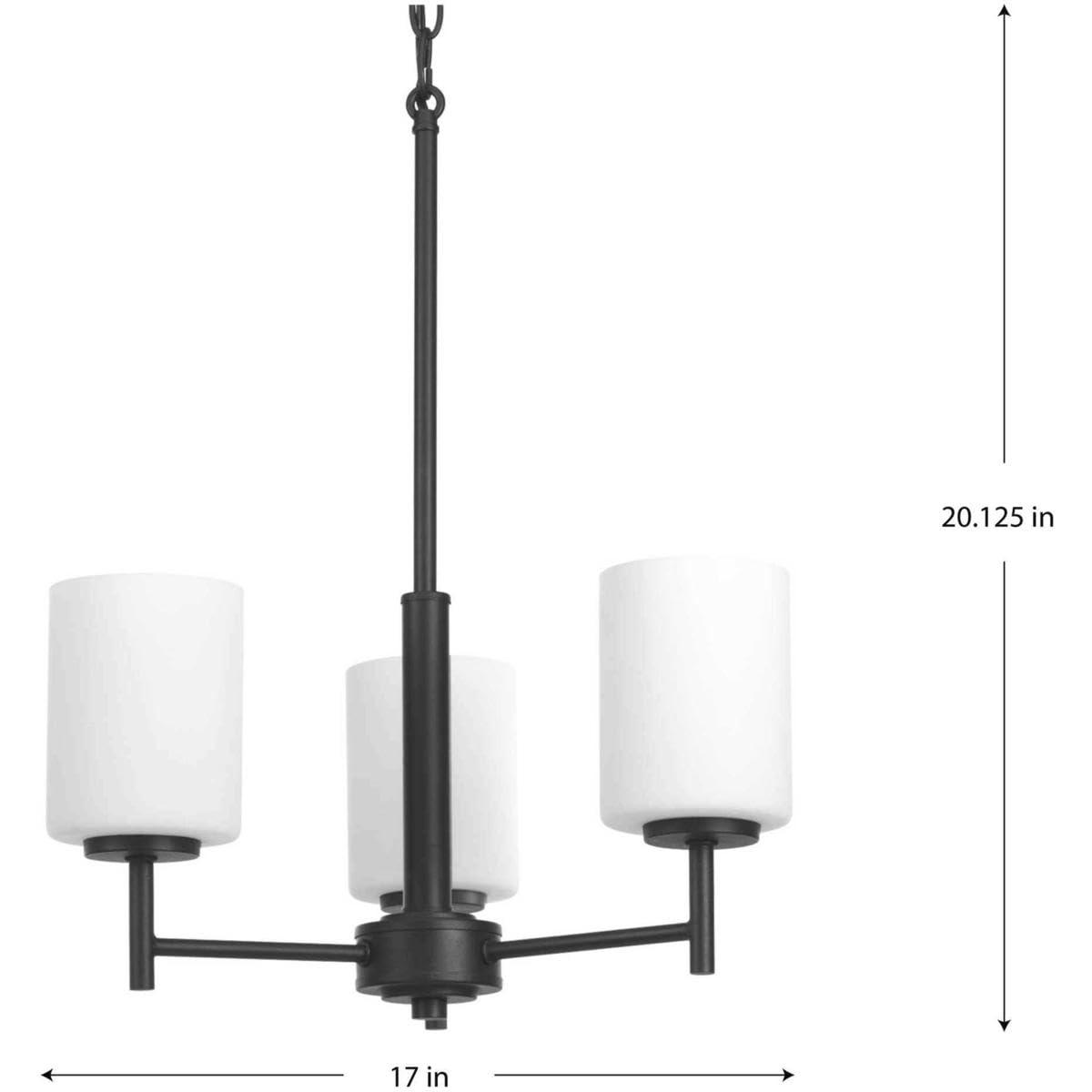Progress Lighting Replay 3-Light Chandelier, Brushed Nickel, White Glass Shades