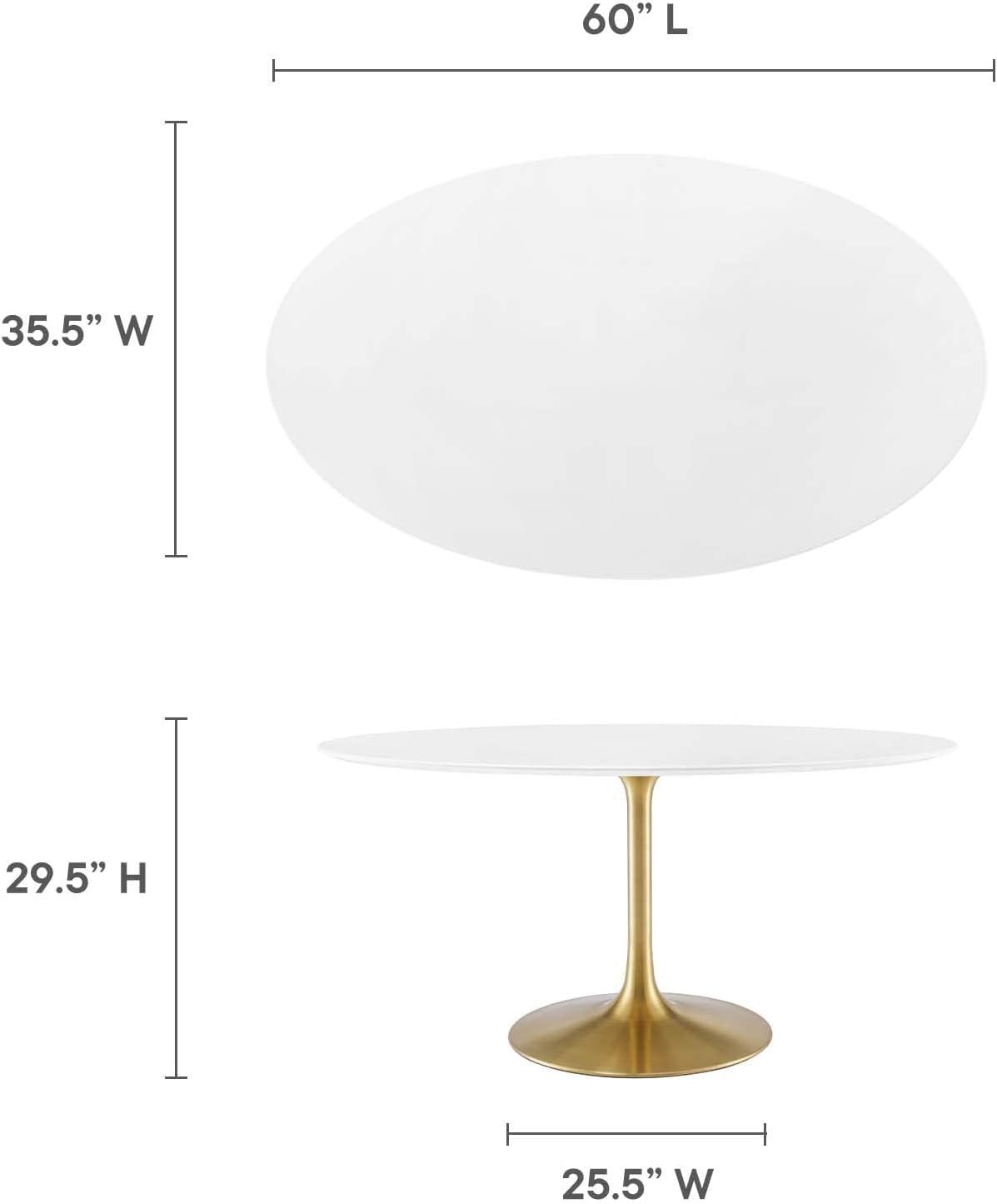 Modway Lippa 60 Oval Wood Dining Table - Gold White