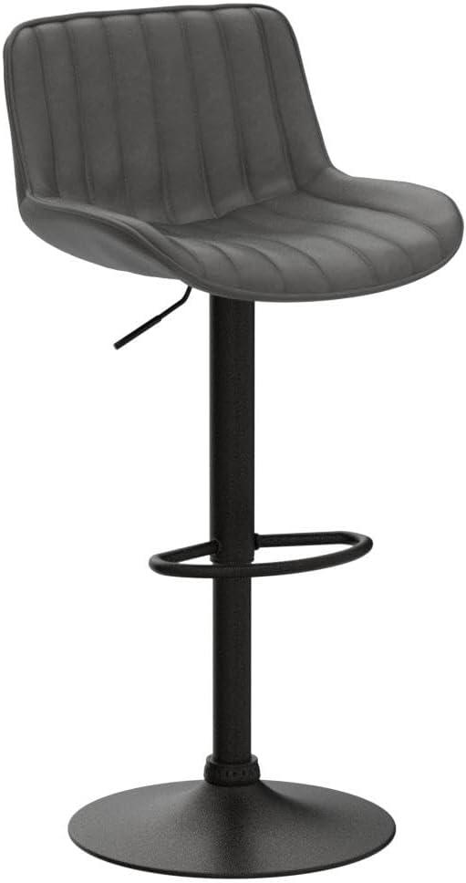 Art Leon Rustic Bar Stools Set of 2, Faux Leather with Backrest Chrome Legs, Upholstered Swivel Kitchen Stools, Gray