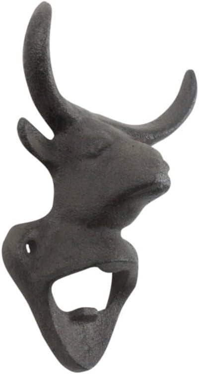 HANDCRAFTED NAUTICAL D√âCOR Cast Iron Bull Head Wall Mounted Bottle Opener 6"