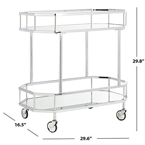 Silva 2 Tier Octagon Bar Cart - BCT8004B - Chrome/Mirror - Safavieh