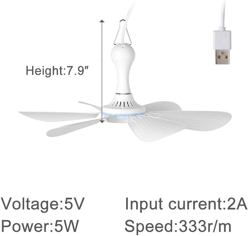 USB Mini Small Ceiling Fan quiet Camping RV Fans Emergency Portable Outdoor Hanging Gazebo Canopy Dorm Fans Silent For Tent,Hiking,Outages Home Room with Remote Battery operated,Power Bank powered