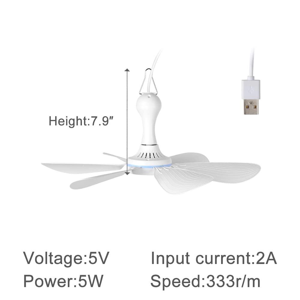 USB Mini Small Ceiling Fan quiet Camping RV Fans Emergency Portable Outdoor Hanging Gazebo Canopy Dorm Fans Silent For Tent,Hiking,Outages Home Room with Remote Battery operated,Power Bank powered