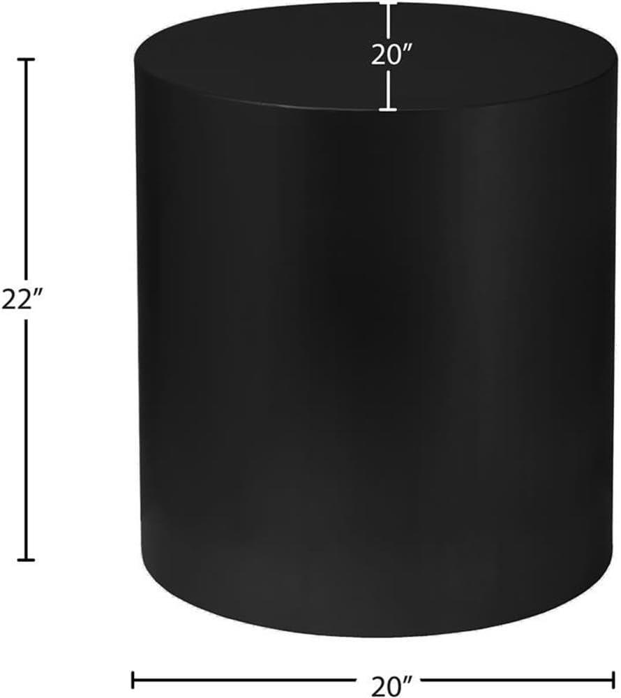 Meridian Furniture Cylinder Round Matte Black Metal End Table