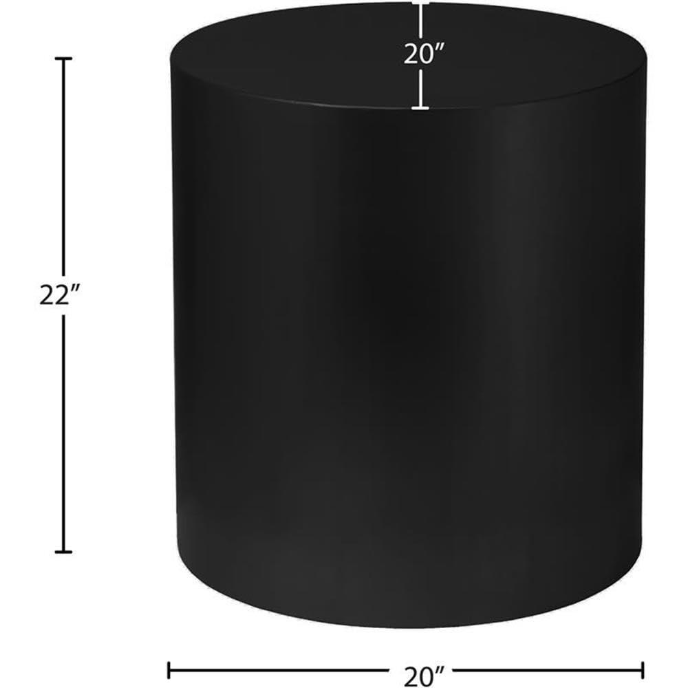 Meridian Furniture Cylinder Round Matte Black Metal End Table