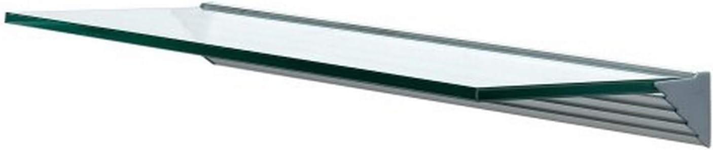 Glacier Clear Glass Floating Wall Shelf with Silver Bracket