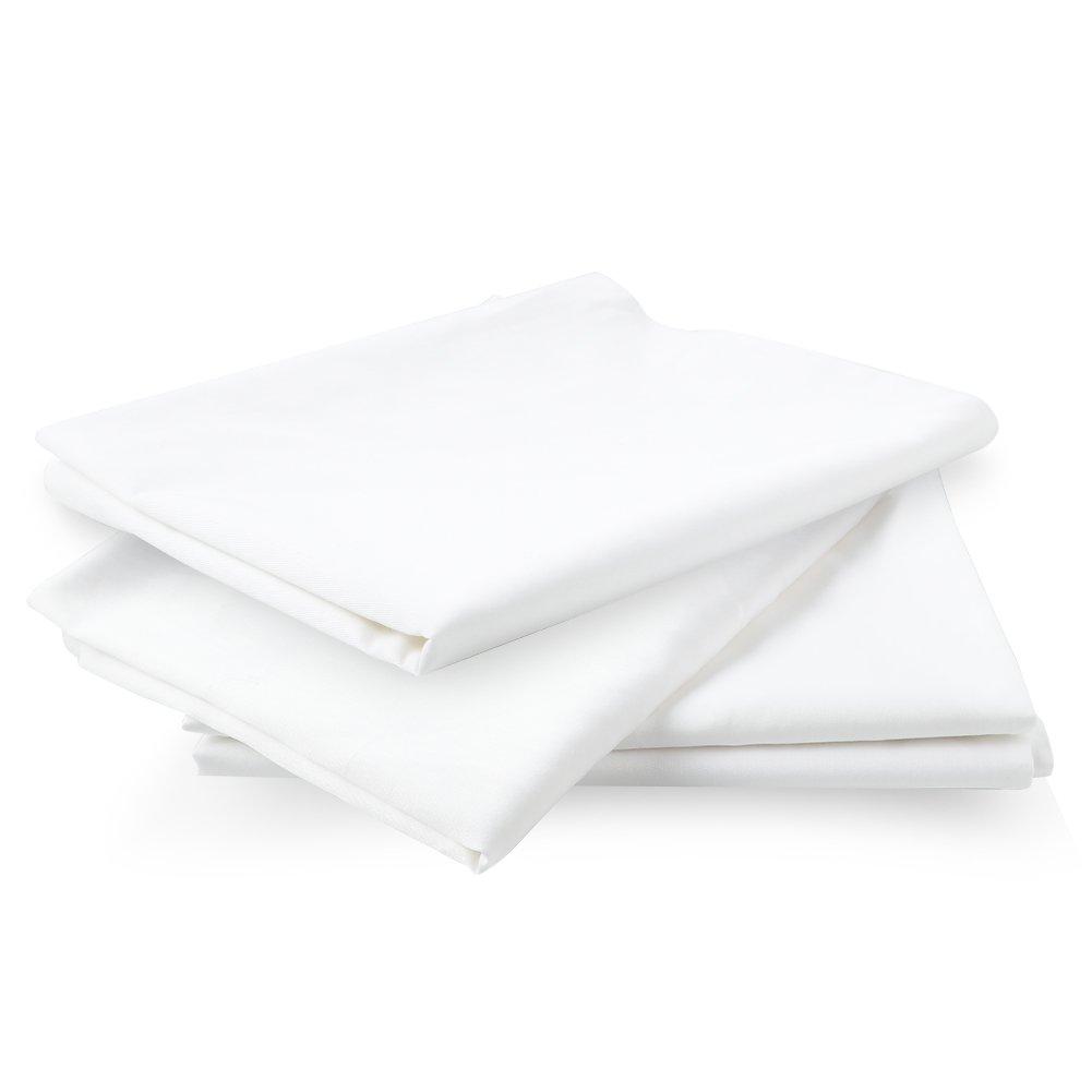 4 Pcs Pillowcases, 400 Thread Count Cotton Pillow Cover with Hidden Zipper Pillow Case, White Queen