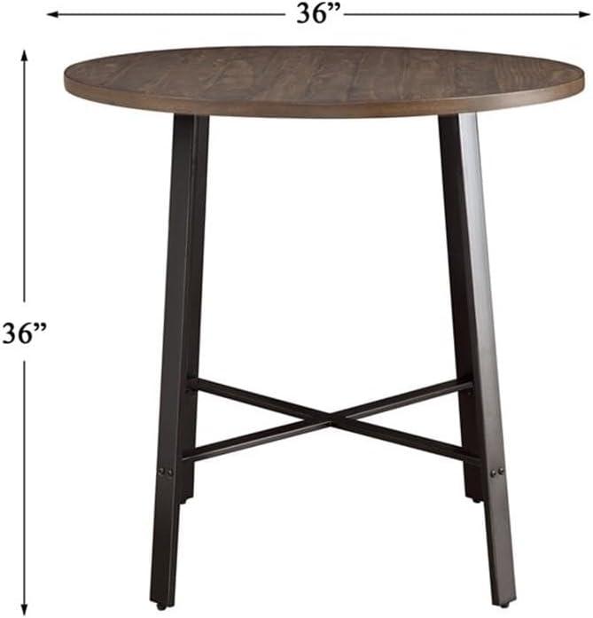 Burnished Brown and Gray 36" Round Wood Counter Height Table