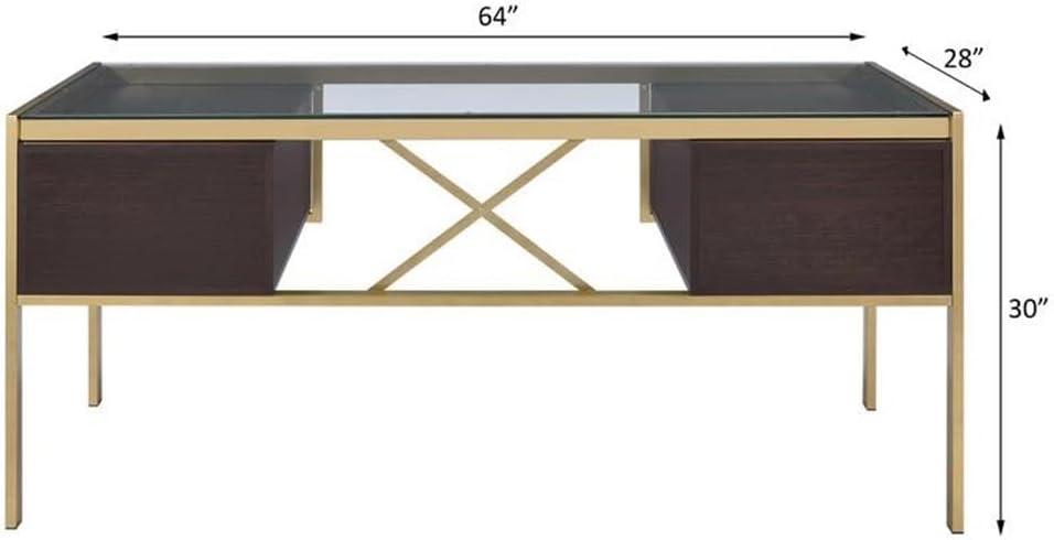 Everly Quinn Solid Wood Top Metal Base Writing Desk