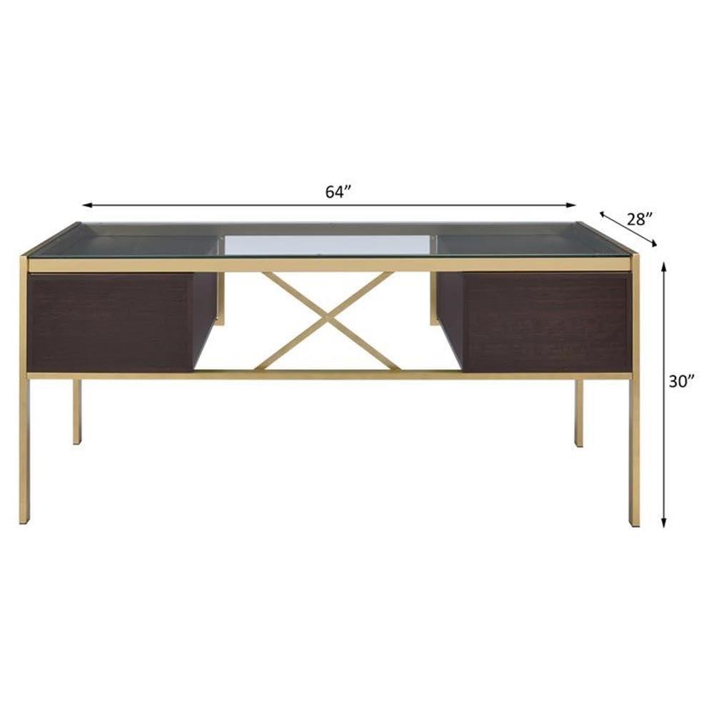 Everly Quinn Solid Wood Top Metal Base Writing Desk
