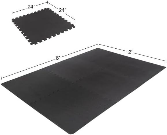 Black Interlocking EVA Foam Floor Tiles for Home Gym, Set of 6