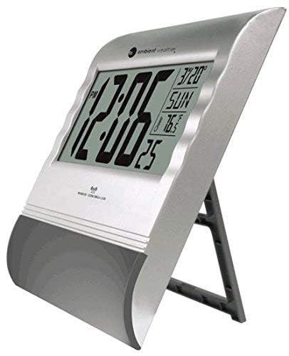 Ambient Weather RC-9362 Silver Atomic Digital Wall Clock with Temperature